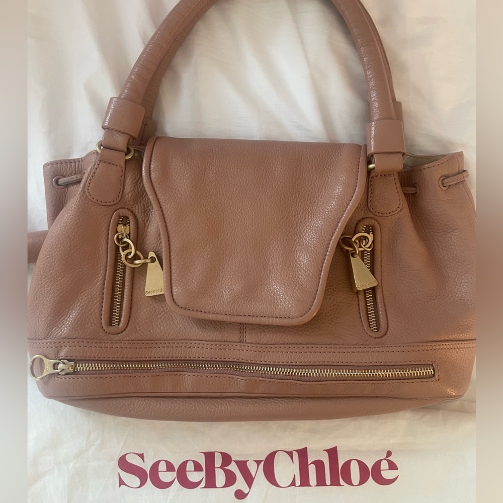 See By Chloe Tan Shoulder Bag with Gold Hardware